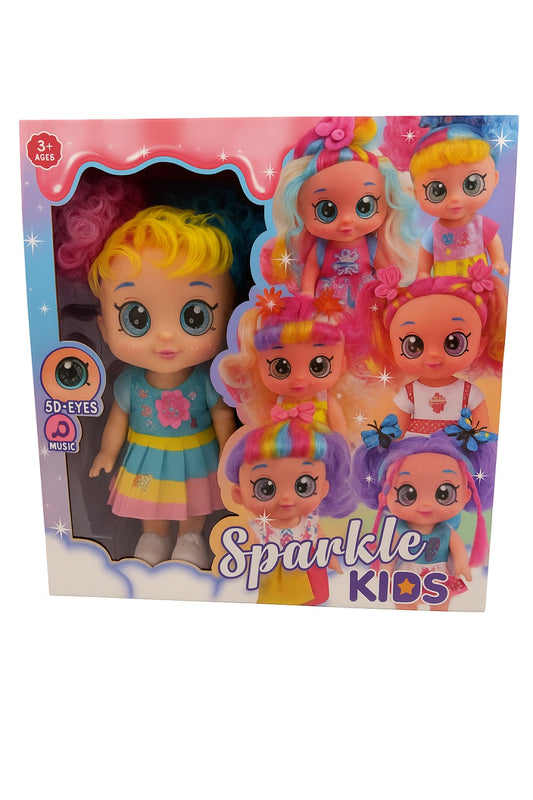 Papusa Sparkle Kids cu ochi mari SD-Eyes si functie muzicala, model colorat, 3+ ani