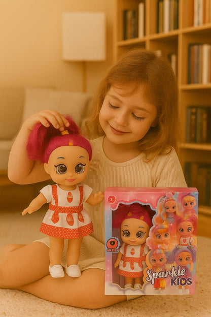 Papusa Sparkle Kids cu ochi mari SD-Eyes si functie muzicala, model colorat, 3+ ani