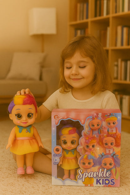 Papusa Sparkle Kids cu ochi mari SD-Eyes si functie muzicala, model colorat, 3+ ani