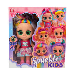 Papusa Sparkle Kids cu Ochisori 5D si Par Curcubeu , 30x30 cm
