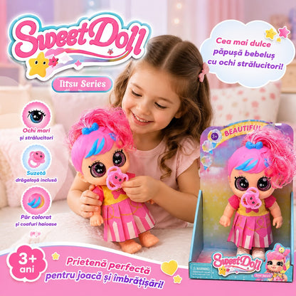 Păpușă Sweet Doll cu Suzetă și Ochi Mari, Model Aleatoriu, 3+ Ani