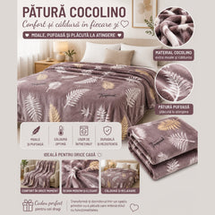 Patura Cocolino Pufoasa Tropical, Mov Pudrat, 200x220 cm