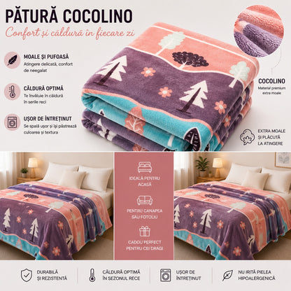 Pătură de pat moale și călduroasă pentru iarnă, design pentru copii, 220x200mm