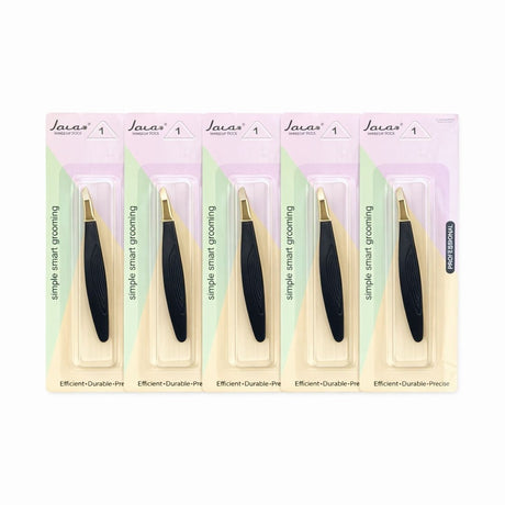 Penseta cosmetica profesionala pentru sprancene, varf inclinat, metalica neagra