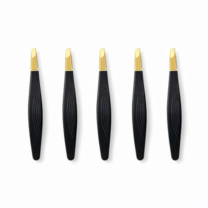 Penseta cosmetica profesionala pentru sprancene, varf inclinat, metalica neagra