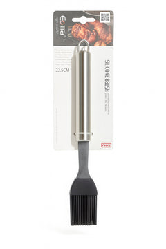 Pensula din silicon Ectia 22.5 cm, maner inox, rezistenta termic, pentru gatit si grill