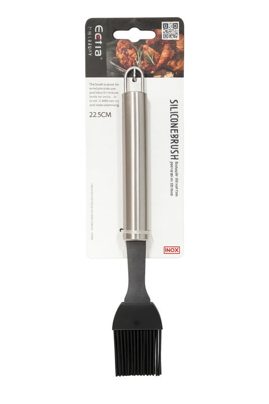 Pensula din silicon Ectia 22.5 cm, maner inox, rezistenta termic, pentru gatit si grill