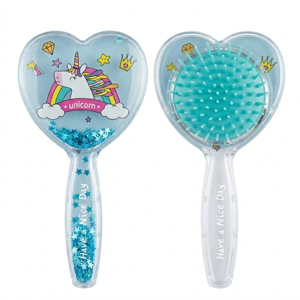 Perie de Păr 15cm , inimioara cu Unicorn– Descurcare Delicată, Diverse Modele