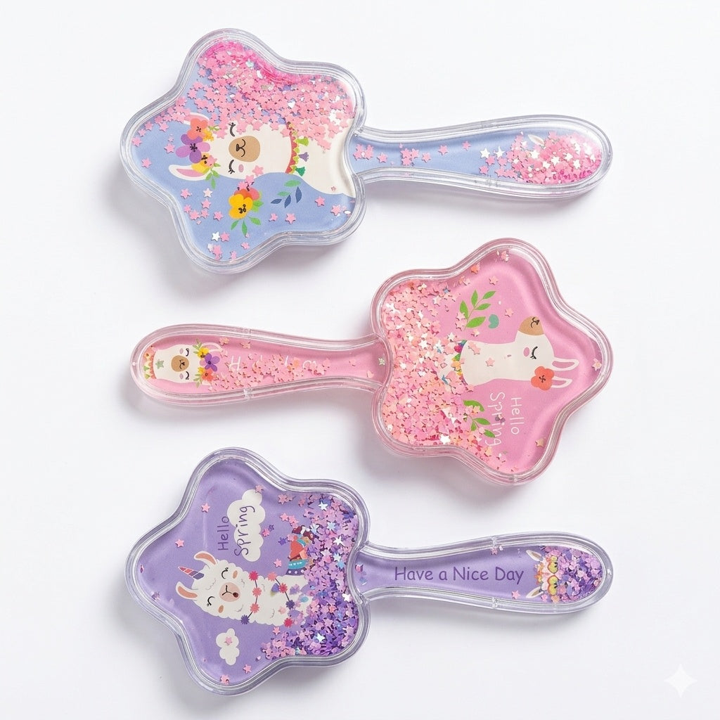Perie de Păr, Model Steluță cu Sclipici, 15 cm – Diverse Modele