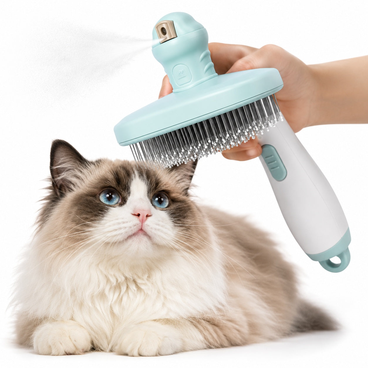 Perie pentru animale cu spray integrat, multifunctionala, pentru ingrijire blana pisici si caini