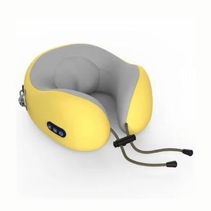 Pernă cervicală cu masaj pentru gât, spumă memory foam, alimentare USB, galben