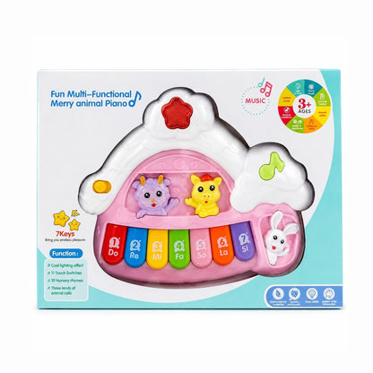 Pian Interactiv pentru Bebeluși cu Animăluțe, Lumini și Sunete, 7 Taste Muzicale, 3+ Ani