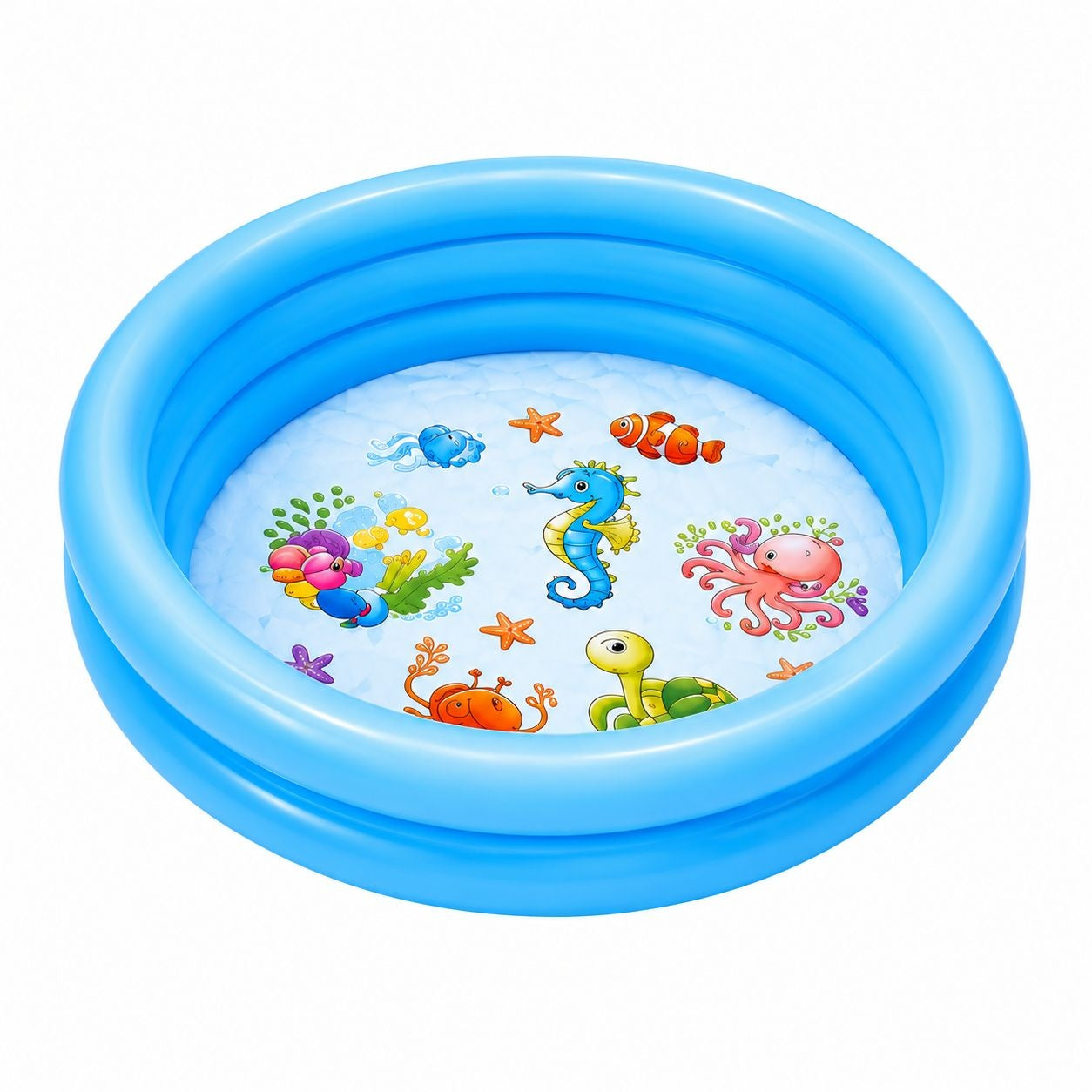 Piscina Gonflabila pentru Copii, Albastra, cu Model Animale Marine, PVC Rezistent