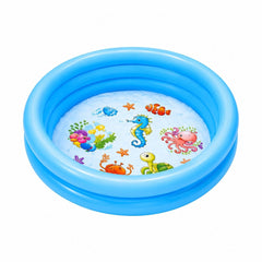 Piscina Gonflabila pentru Copii, Albastra, cu Model Animale Marine, PVC Rezistent