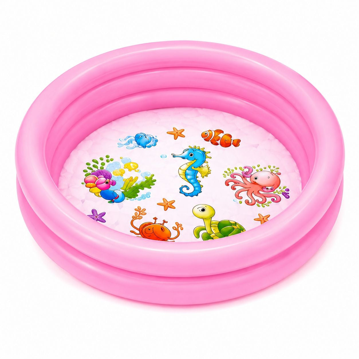 Piscina Gonflabila pentru Copii, Roz, cu Model Animale Marine, PVC Rezistent