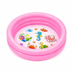 Piscina Gonflabila pentru Copii, Roz, cu Model Animale Marine, PVC Rezistent