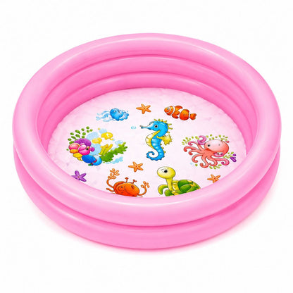 Piscina Gonflabila pentru Copii, Roz, cu Model Animale Marine, PVC Rezistent