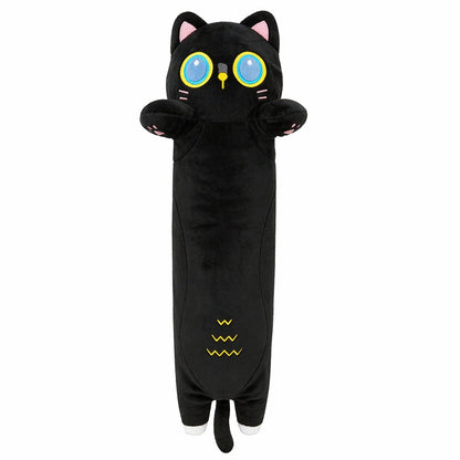 Pisica de plus lunga tip perna 50cm neagra, jucarie moale decorativa copii
