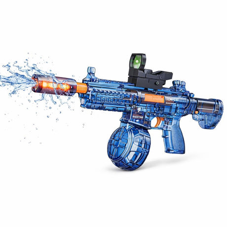 Pistol apa electric cu lumini si vibratii, reincarcare automata, albastru, 30 cm