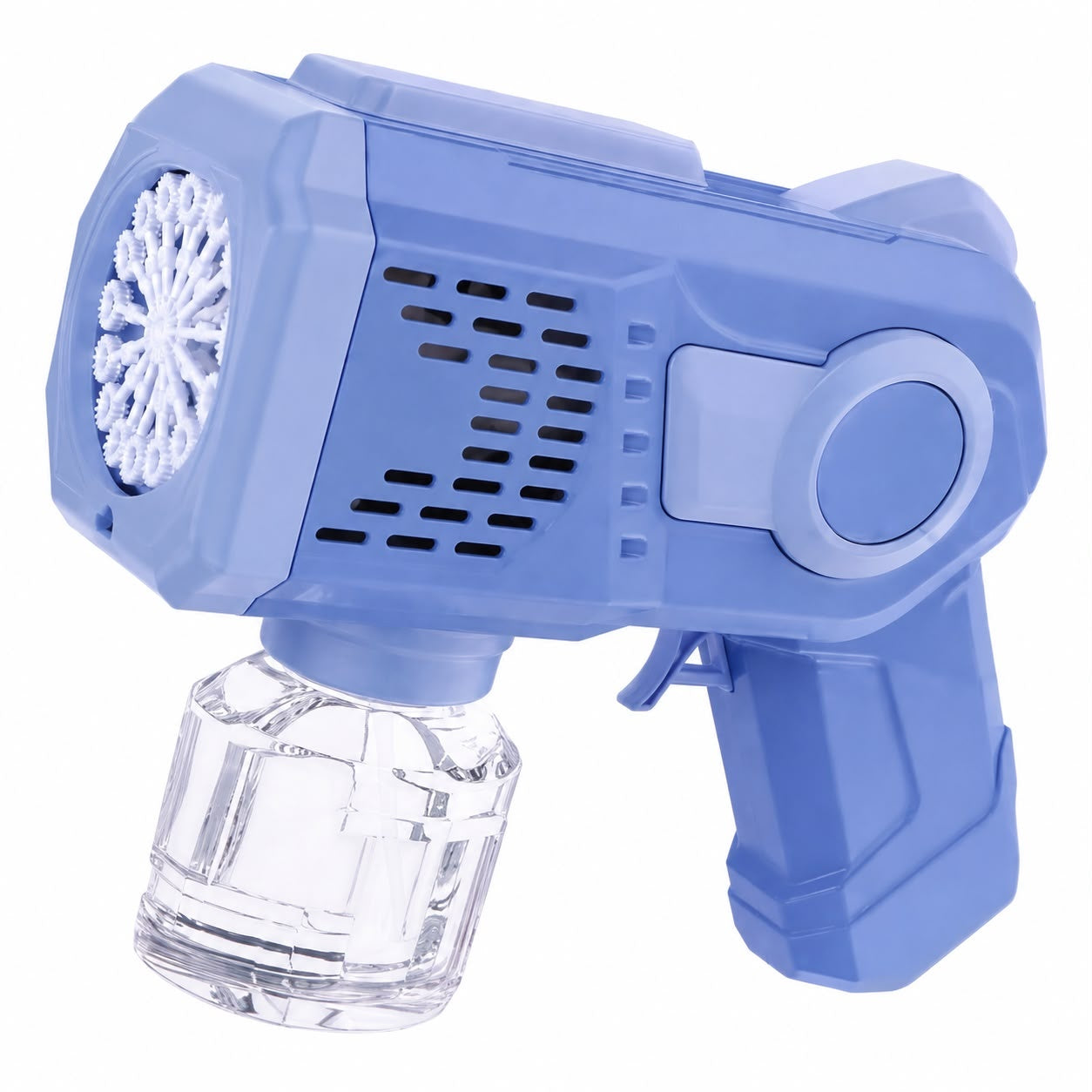 Pistol Automat de Baloane Albastru pentru Copii 3+ cu Lumini LED, 8 Orificii și Rezervor pentru Soluție