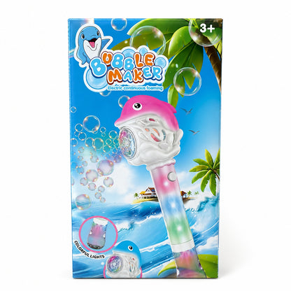 Pistol Automat de Baloane cu Lumini LED Delfin, Roz, 26x13.5 cm