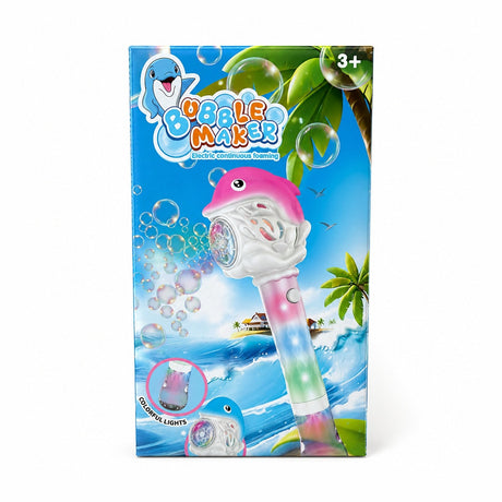 Pistol Automat de Baloane cu Lumini LED Delfin, Roz, 26x13.5 cm