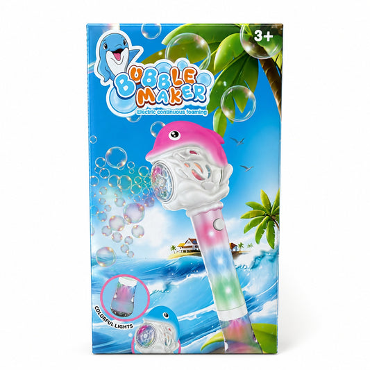 Pistol Automat de Baloane cu Lumini LED Delfin, Roz, 26x13.5 cm