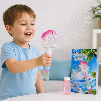 Pistol Automat de Baloane cu Lumini LED Delfin, Roz, 26x13.5 cm