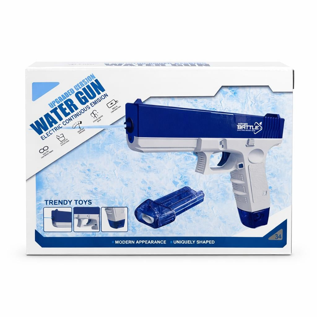 Pistol cu apă albastru pentru copii, plastic, acțiune interactivă