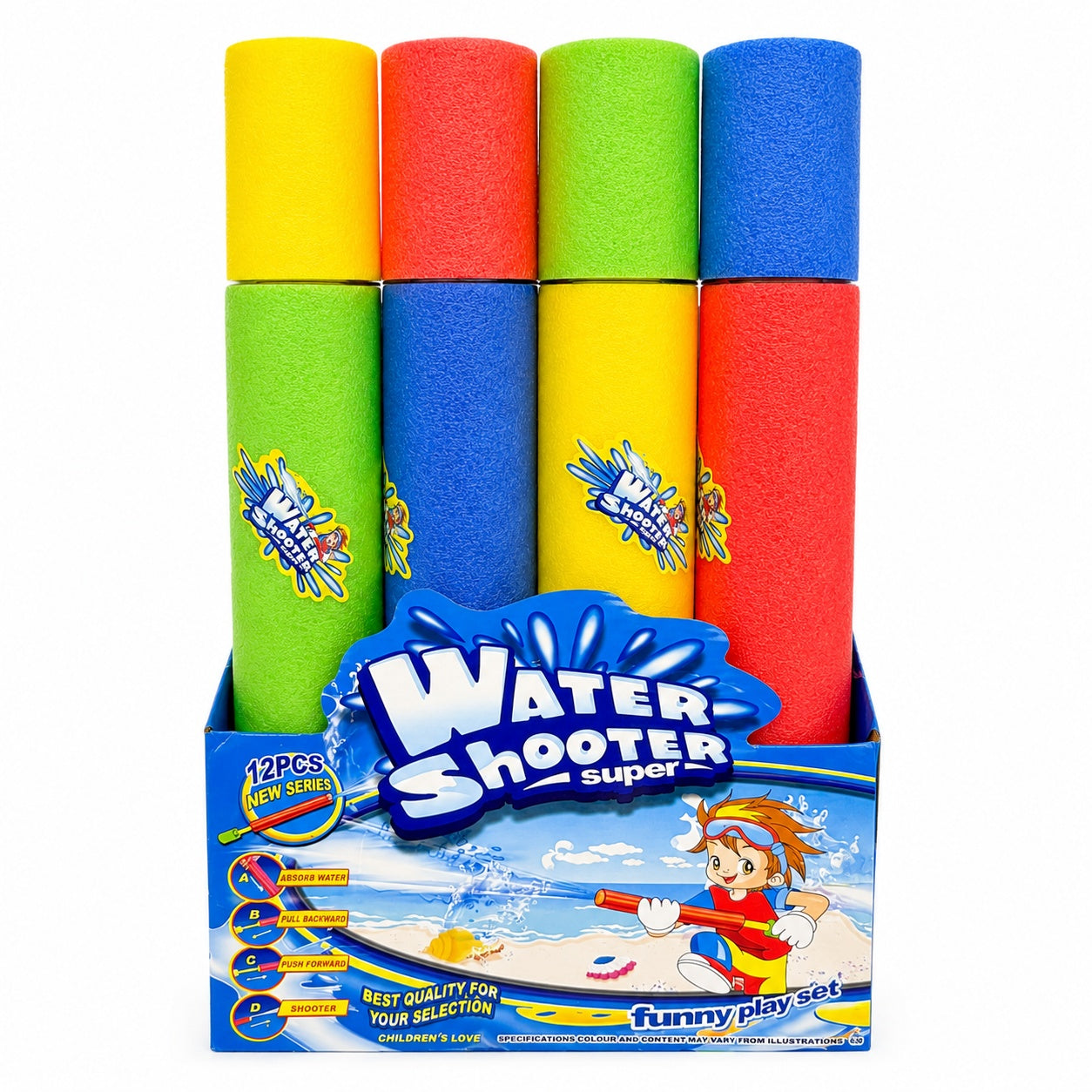 Pistol cu Apă din Burete Tip Water Gun, 42 cm x 6.6 cm, Multicolor, Model Aleatoriu