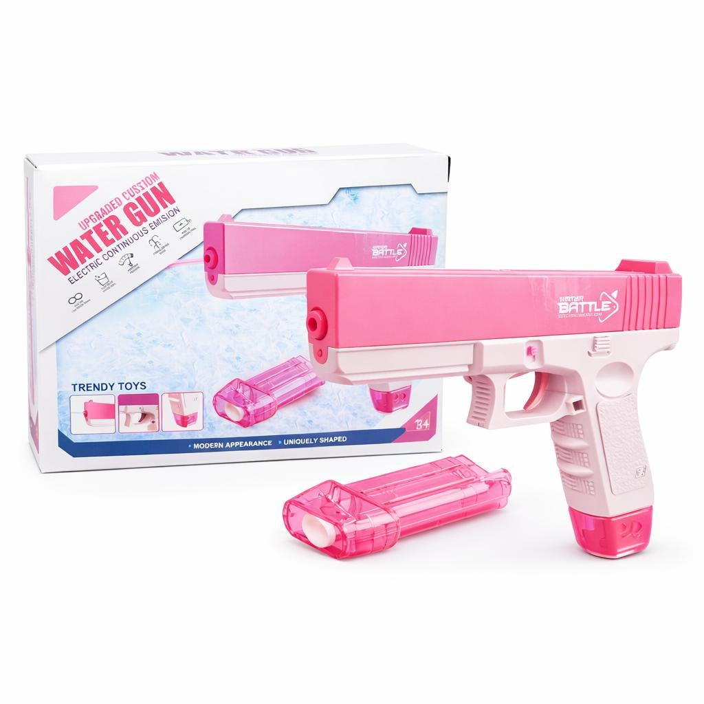Pistol cu apă din plastic, model 818-1, culoare roz, acțiune distractivă pentru joaca în aer liber