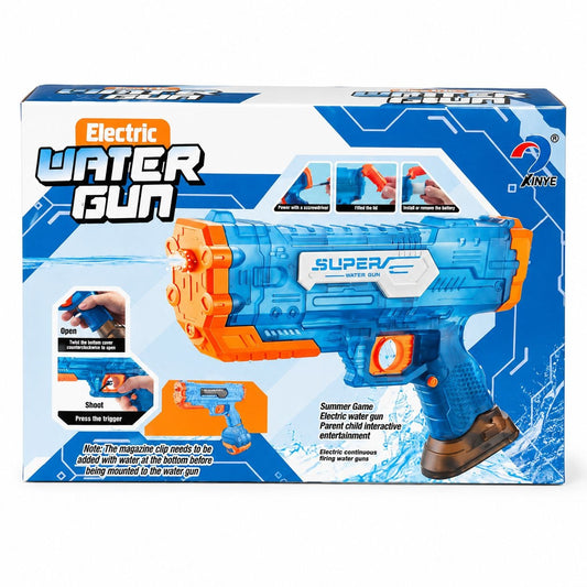 Pistol cu Apă Electric Albastru cu Jet Continuu, Baterie Reîncărcabilă și Rezervor Mare