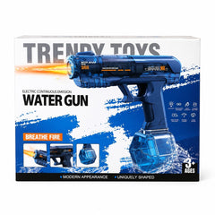 Pistol cu Apă Electric Albastru cu LED, Jet Continuu și Baterie Reîncărcabilă pentru Copii