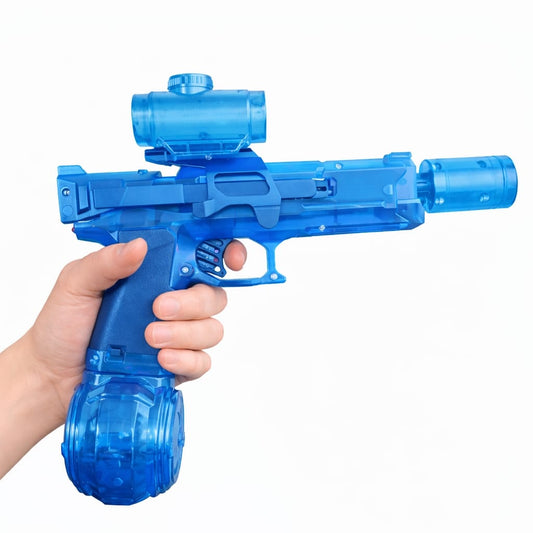 Pistol cu apa electric albastru, jet continuu, rezervor mare, jucarie exterior