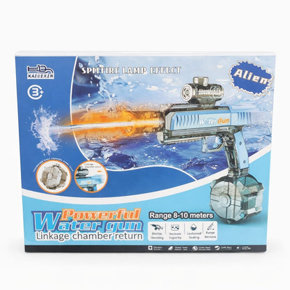 Pistol cu apa electric albastru, rezervor mare, jet continuu, jucarie exterior