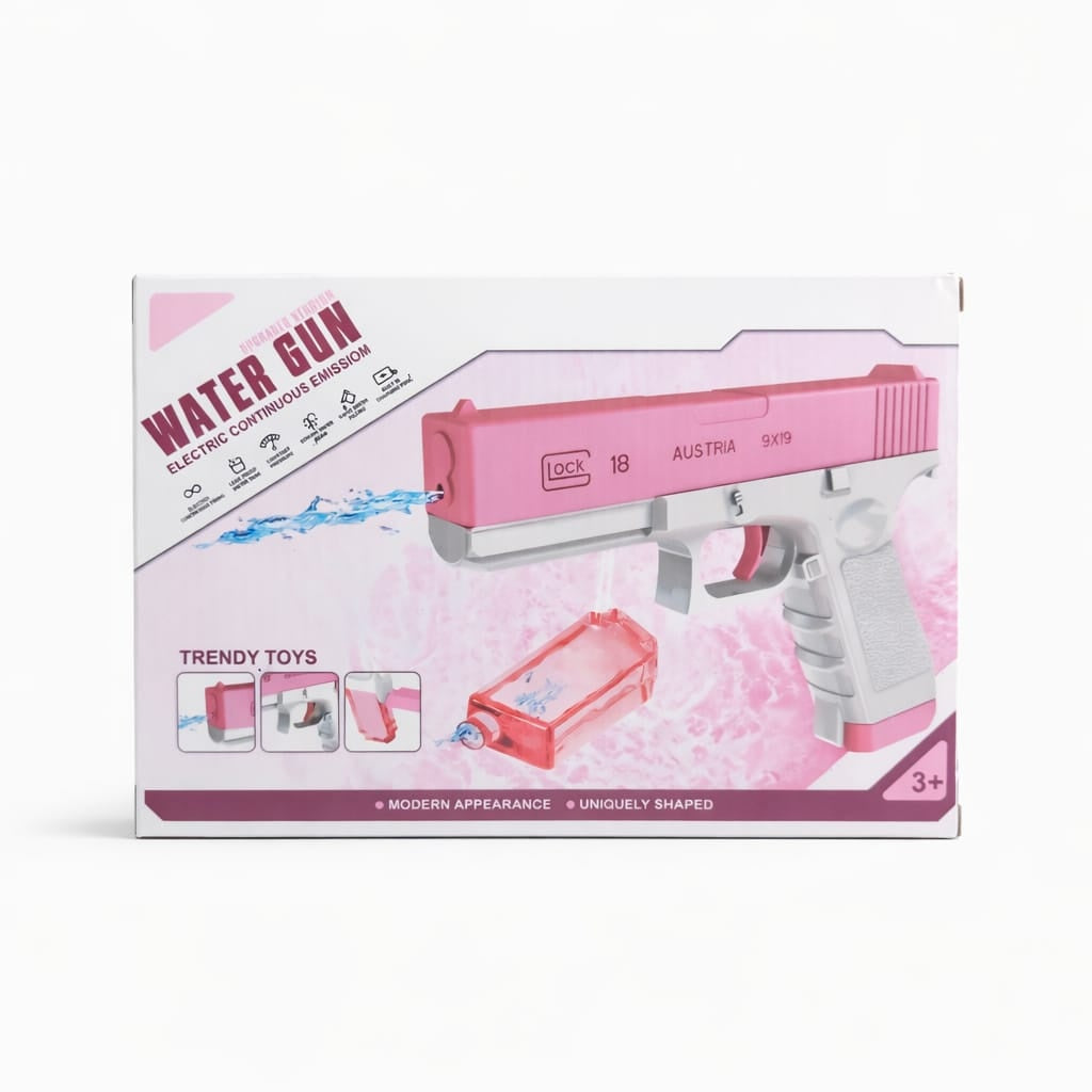 Pistol cu apa electric pentru copii, rezervor detasabil, roz alb