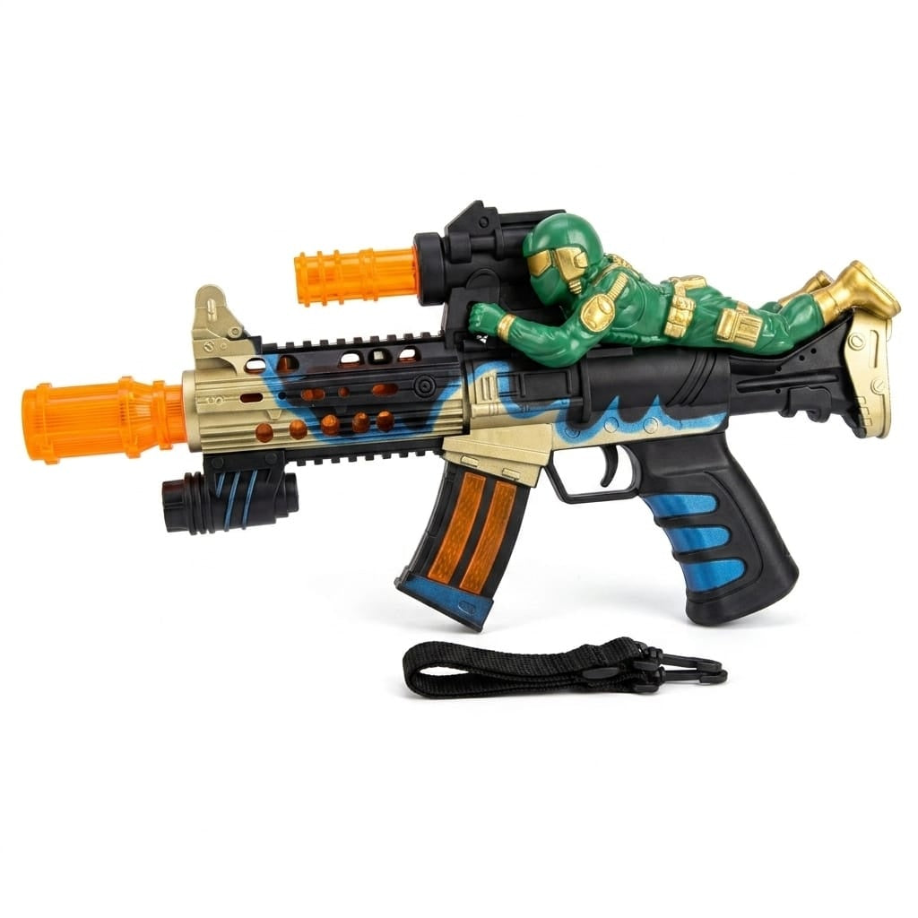 Pistol de jucărie cu efecte sonore și lumini, din plastic, model 2030-3 Albastru