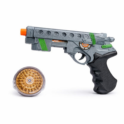 Pistol de jucarie cu lumini si sunete, model interactiv copii, verde