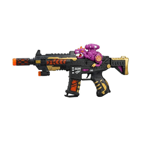 Pistol de jucărie cu sunete și lumini, din plastic, model JQ515 Auriu