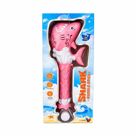 Pistol de jucarie electric cu baloane de săpun rechin roz, cu lumini LED, 40 cm