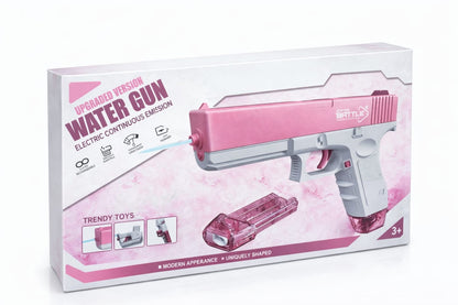 Pistol electric cu apa pentru copii, jet continuu automat, reincarcabil, rezervor detasabil, roz