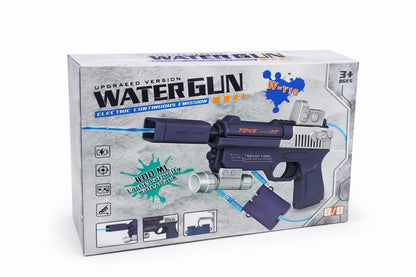 Pistol electric cu apa pentru copii, rezervor rucsac 400ml, jet continuu, Water Gun W-Y10, gri