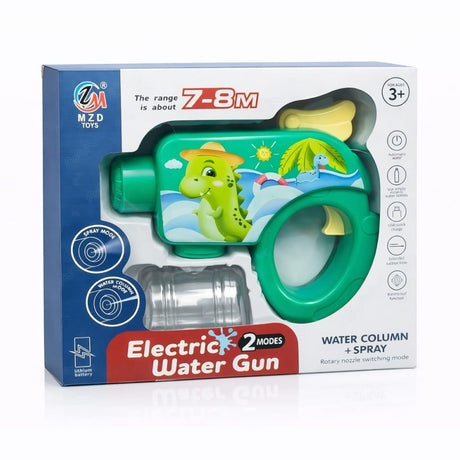 Pistol electric de apa pentru copii cu 2 moduri jet, model dinozaur verde