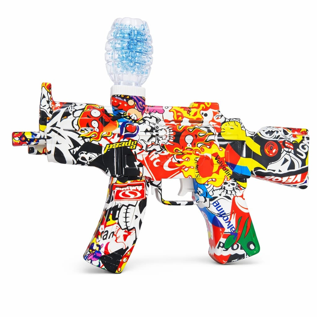 Pistol jucarie electric tip carabina, design colorat graffiti, efecte vizuale, model modern