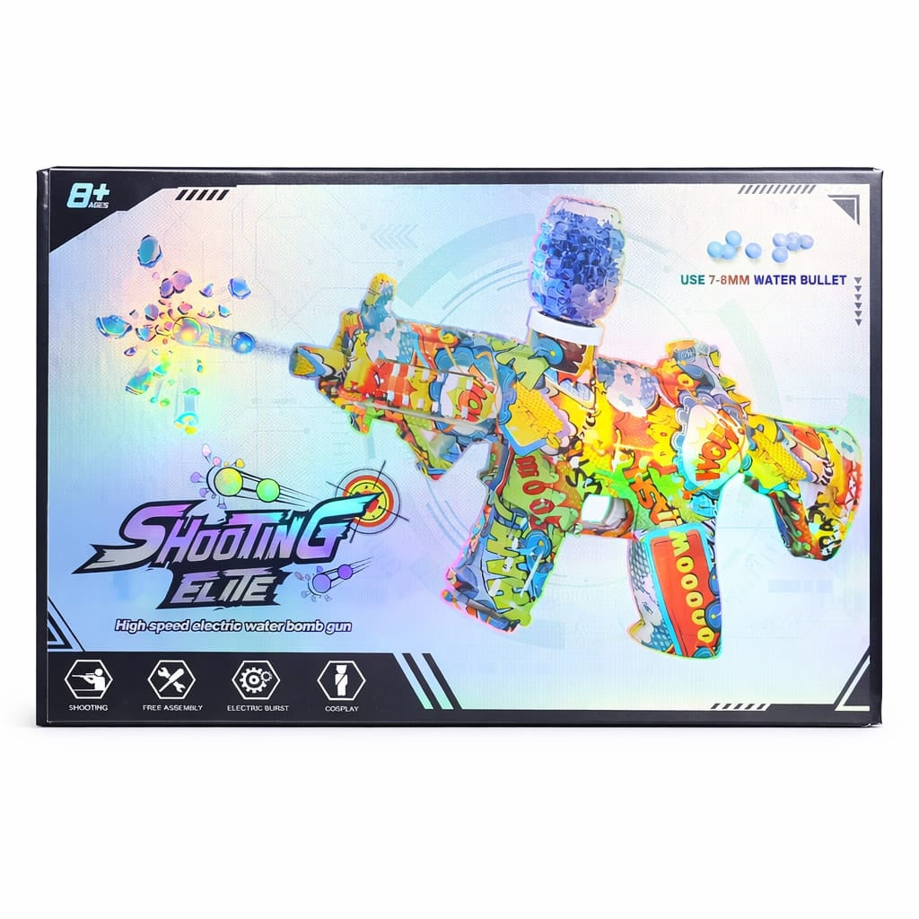 Pistol jucarie electric tip carabina, design colorat graffiti, efecte vizuale, model modern