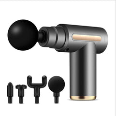 Pistol masaj muscular cu 4 capete interschimbabile, 6 trepte viteza, reincarcabil USB Type-C, 25W, argintiu
