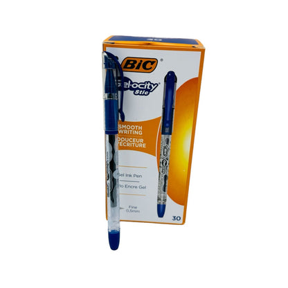 Pix cu gel Bic Gel-ocity 0.5mm, albastru , scriere rapida si precisa pentru birou si scoala,