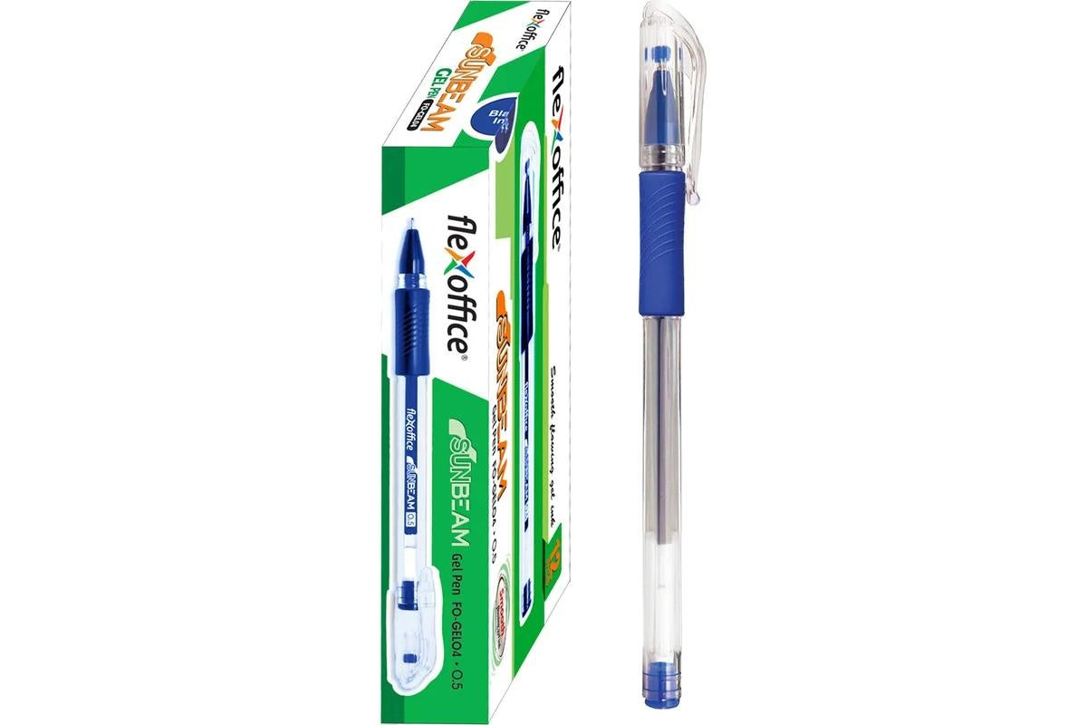 Pix cu Gel Flexoffice Sun Beam FO-GEL04 Albastru 0.5mm , pentru Scriere Fina si Confortabila,