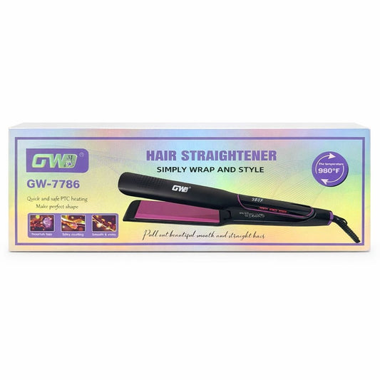 Placă profesională pentru îndreptat părul GW-7786, 980°F, Negru cu Roz