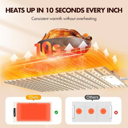 Plită electrică portabilă tip covoraș, încălzire rapidă, temperatură reglabilă, design rulabil, crem